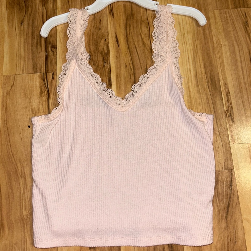 AEO baby pink lace top